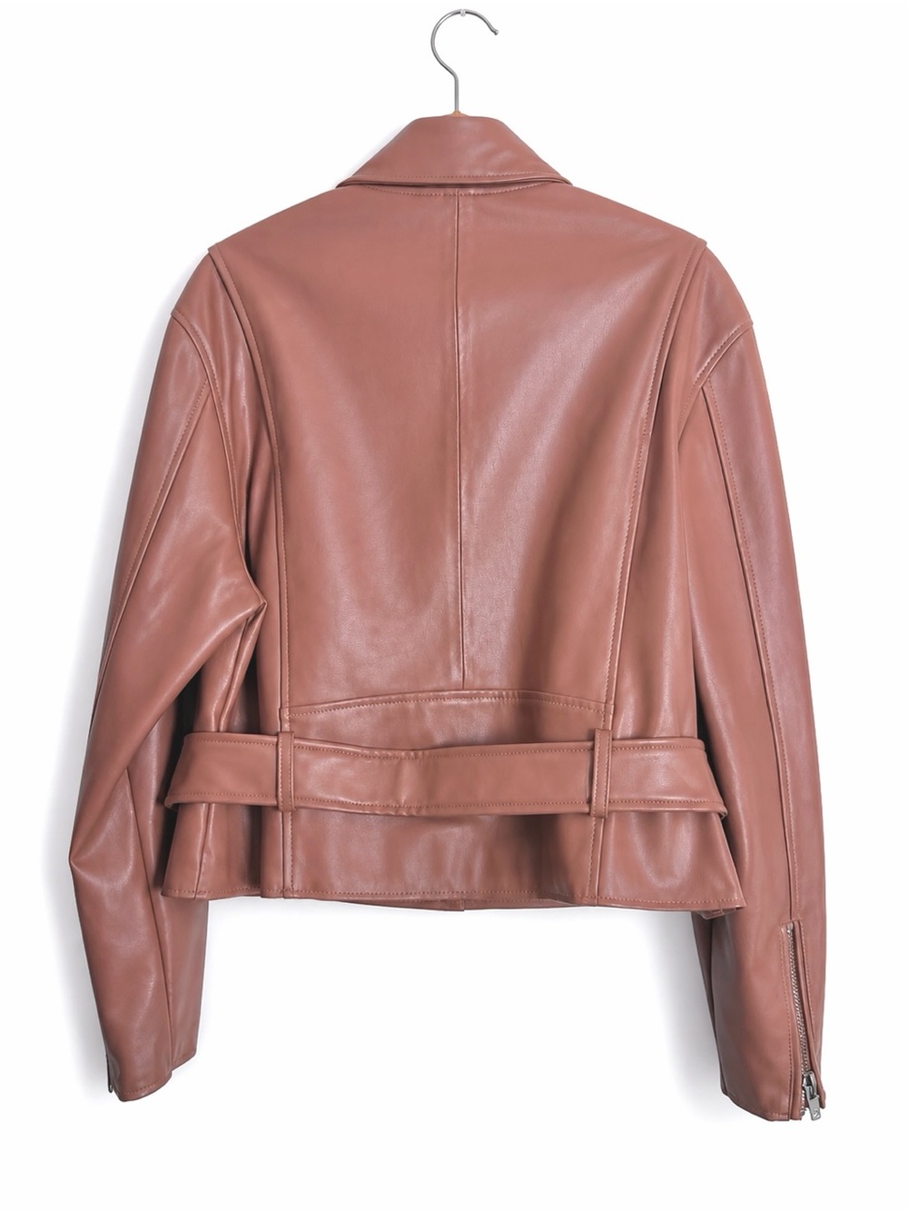 BlankNYC Ride Off Moto Jacket XL Dusty Rose Vegan Leather Cropped NWOT - Picture 5 of 10